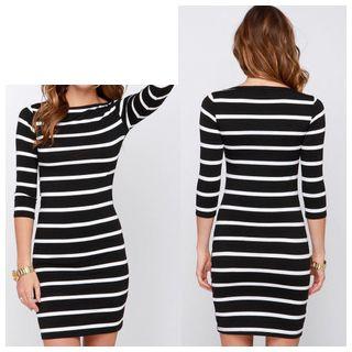 Striped 3/4-sleeve Sheath Dress