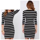 Striped 3/4-sleeve Sheath Dress