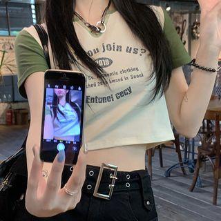 Short-sleeve Lettering Raglan Crop T-shirt