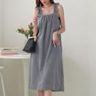 Frilled-strap Gingham Midi Sundress