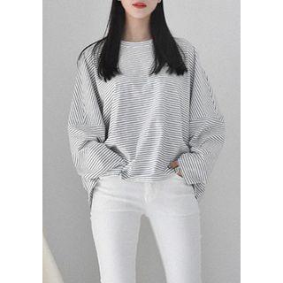 Dolman-sleeve Oversized Stripe T-shirt