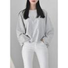 Dolman-sleeve Oversized Stripe T-shirt