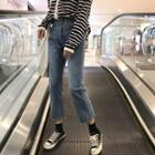 Slit Side High-waist Cropped Jeans