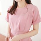 Short-sleeve Flared A-line Midi Dress