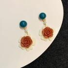 Color Block Floral Accent Drop Earring As Shown In Figure - One Size