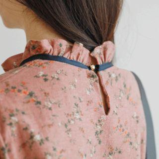 Beribboned Floral Midi Flare Dress