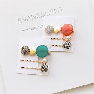 Set: Faux Pearl / Disc Hair Pin (assorted Designs)