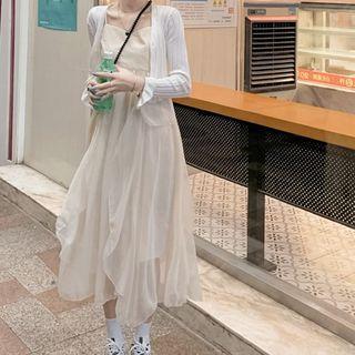 Spaghetti Strap Chiffon Midi A-line Dress / Jacket