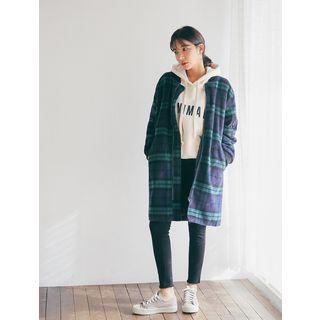 Zipped Plaid Coat