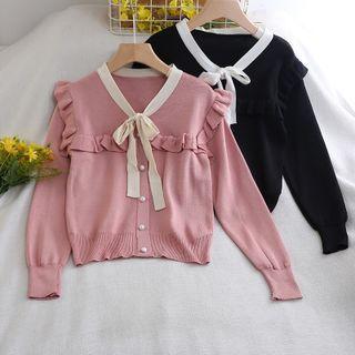 Ruffle Tie-neck Sweater
