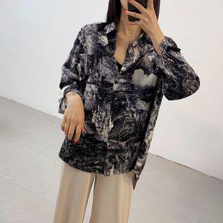 Long-sleeve All-over Print Shirt Black - One Size