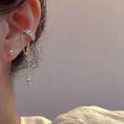 Rhinestone Chained Alloy Cuff Earring 1 Pc - Gold - One Size