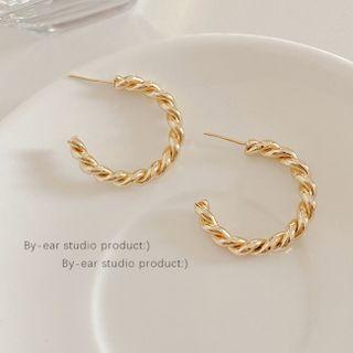 Sterling Silver Open Hoop Earring E4313 - 1 Pair - Gold - One Size