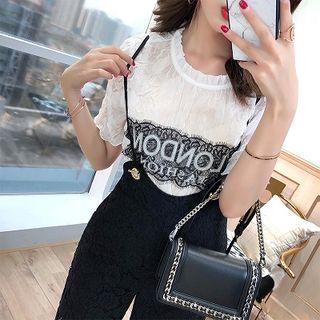 Set: Short-sleeve T-shirt + Suspender Wide Leg Pants