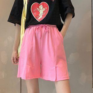 High-waist Loose Fit Band-waist Shorts