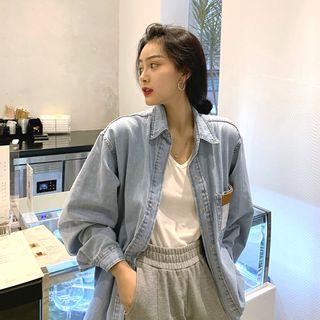 Loose-fit Denim Shirt Blue - One Size