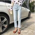 High-waist Slim Fit Ripped Cropped Jeans