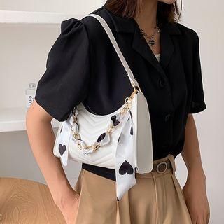 Chain Quilted Faux Leather Hobo Shoulder Bag