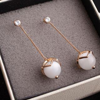 Rhinestone Cat Eye Stone Dangle Earring As Shown In Figure - One Size