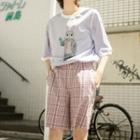 Plaid Double-breasted Blazer / Dress Shorts
