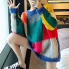 Color Block Boxy Sweater As Shown In Figure - One Size