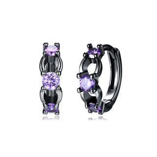 Fashion Elegant Geometric Earrings With Purple Cubic Zircon Silver - One Size