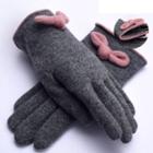 Bow-accent Touchscreen Wool Gloves