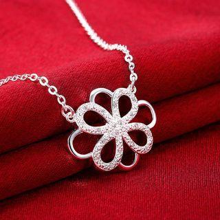 Simple Fashion Hollow Pattern Cubic Zircon Necklace Silver - One Size