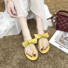 Ribbon Accent T-strap Flat Sandals