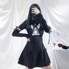 Printed Lace Up Long-sleeve T-shirt