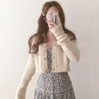 Cropped Cable-knit Cardigan Almond - One Size