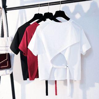Short Sleeve Back Tie Top
