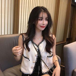 Color-block Tweed Vest