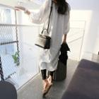 3/4-sleeve Button-detail Maxi Dress