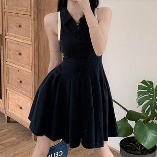 Sleeveless Half Zip A-line Dress