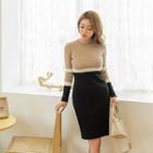 Slim-fit Color-block Knit Dress