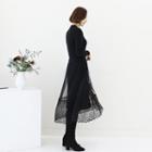 Mock Two-piece Tulle-hem Knit Dress
