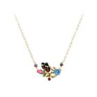 Fashion And Elegant Plated Gold Enamel Butterfly Flower Necklace With Cubic Zirconia Golden - One Size