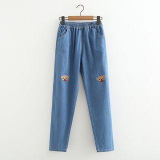 Bear Embroidered Jeans