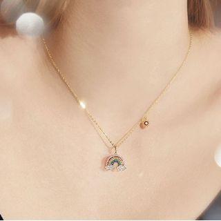 Rhinestone Rainbow Necklace Multicolor - One Size