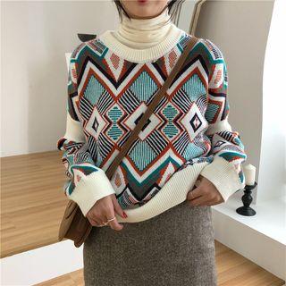 Long Sleeve Pattern Loose Sweater