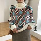 Long Sleeve Pattern Loose Sweater