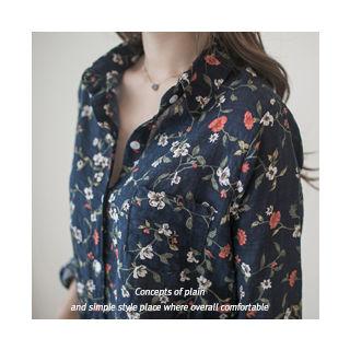 Pocket-detail Floral Print Shirt