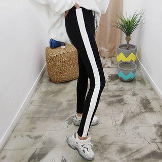 Tall Size Contrast-trim Yoga Leggings