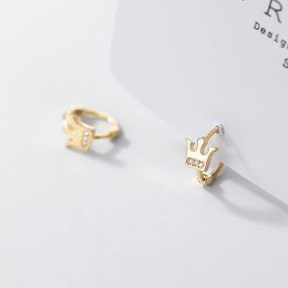 Crown Rhinestone Sterling Silver Hoop Earring