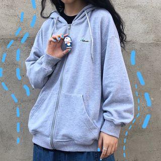 Letter Tag Zip Hoodie
