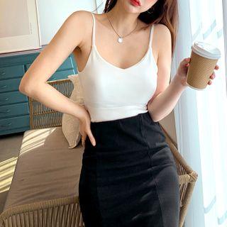 Spaghetti-strap Padded Crop Top