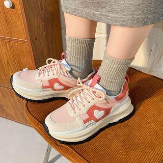 Heart Pattern Platform Sneakers