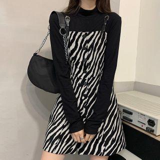 Strappy A-line Dress / Mock-neck Long-sleeve Top