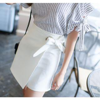 Self-tie Wrap Mini Skirt